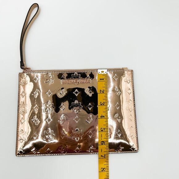 Michael Kors Jet Set Travel Zip Clutch Wristlet Rose Gold Metallic Mirror - Picture 3 of 9